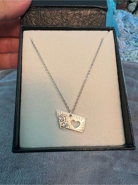 Montana Silversmiths I Heart Montana State Charm Necklace